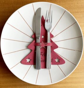Portacubiertos Navidad Demo Plato Rojo